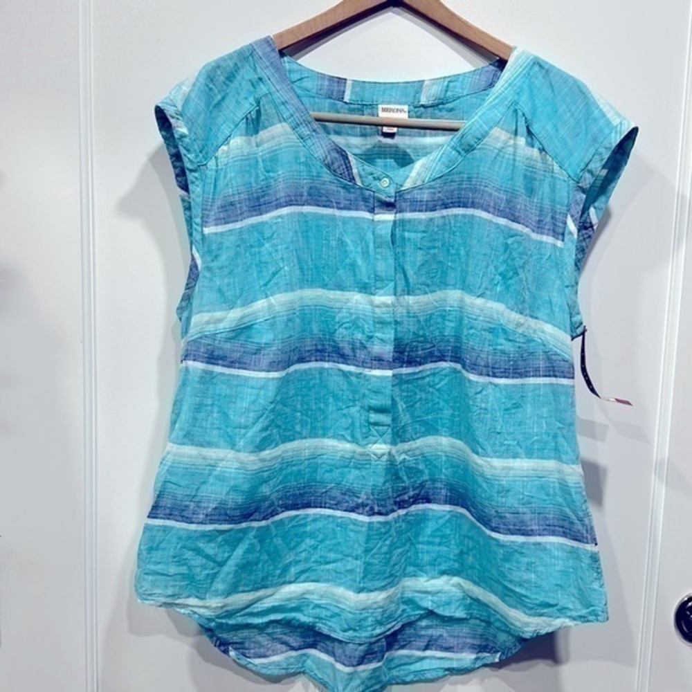Stripe Cotton Cap Sleeve Top